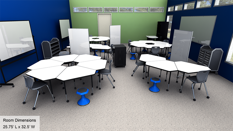 Elementary Collaborative Classroom with Tables - Overall View